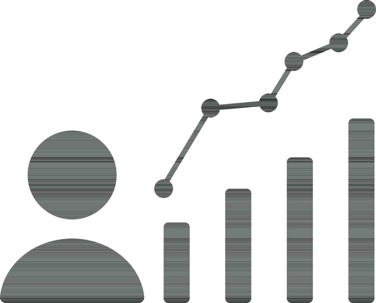 Man with bar graph on white background. vector