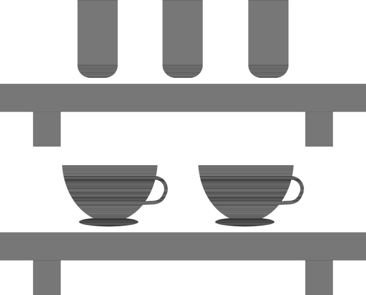 Black tea cup on rack. vector