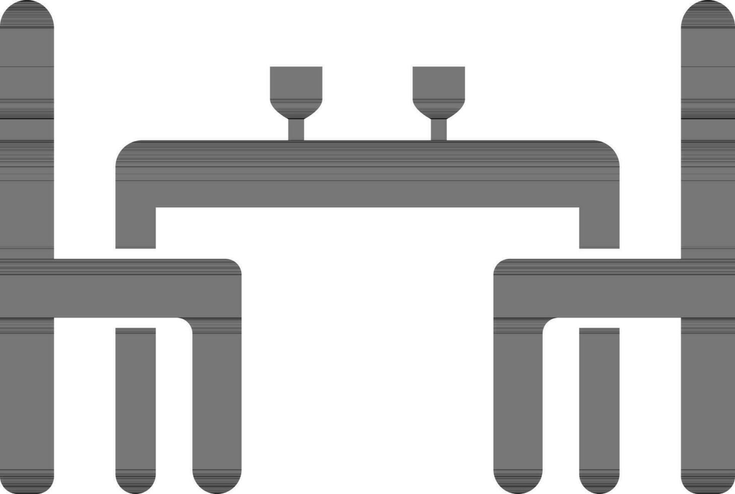 Black two cocktail glasses on table with chairs. vector