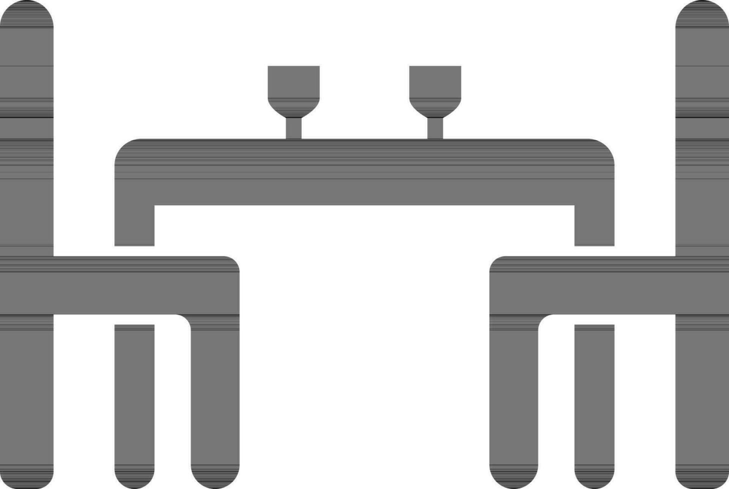 Black two cocktail glasses on table with chairs. vector