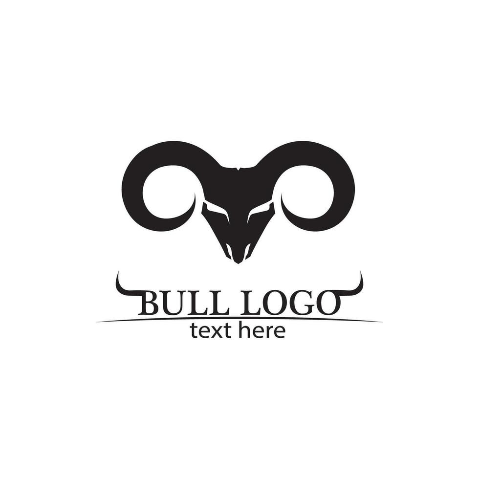 Bull horn and buffalo logo and symbols template icons app vector