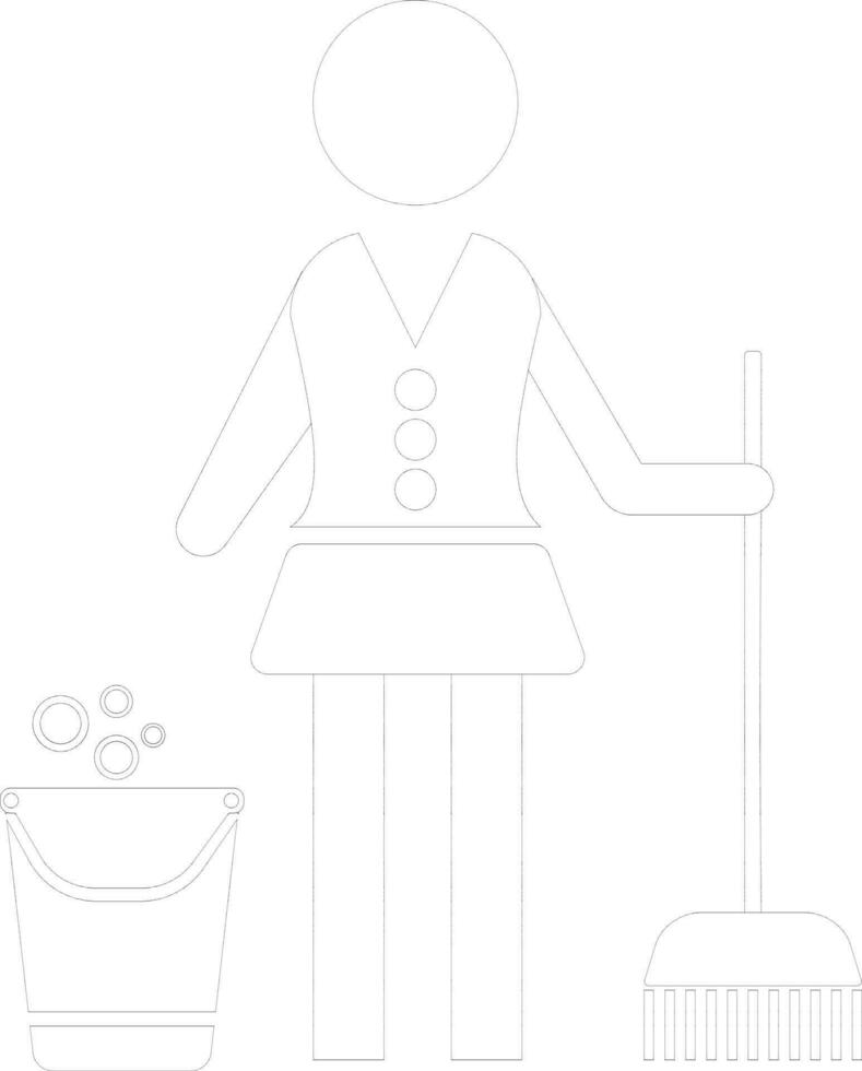 Line art icon of Housekeeping, Housemaid or Charwomen. vector