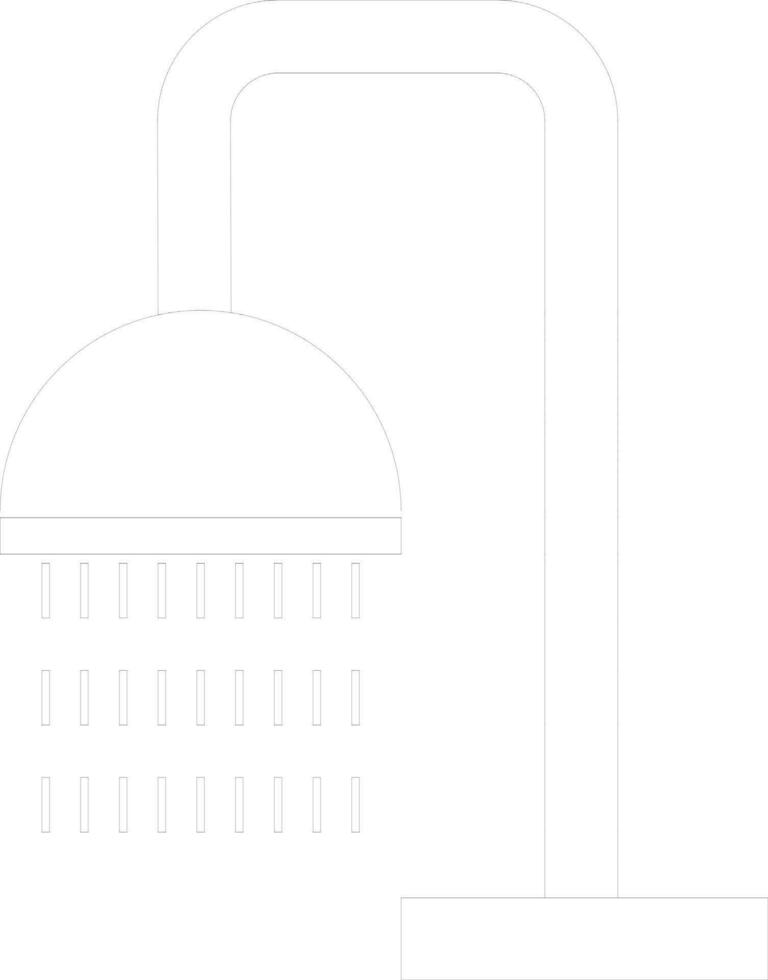 Flat line art icon of Shower Head with water drops. vector