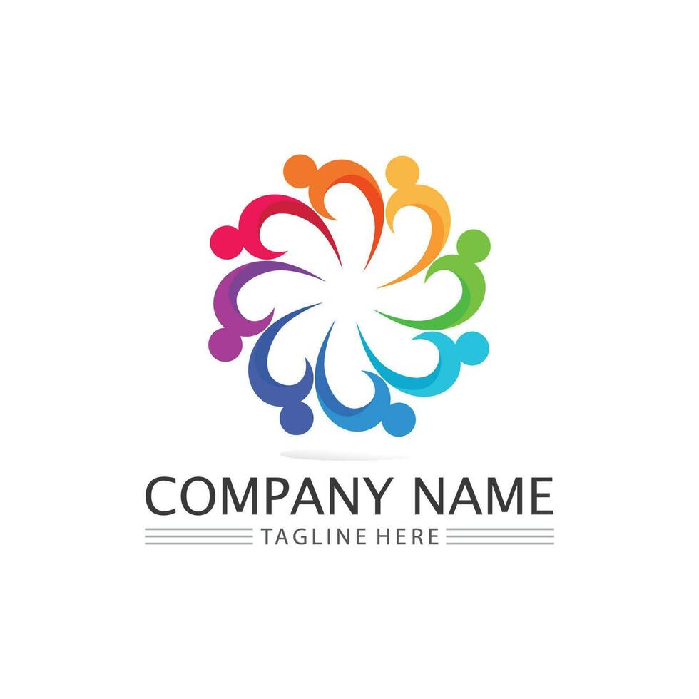 succes logo team work brand and business logo, vector community, unity colorful and friendship , partner teamwork care logo