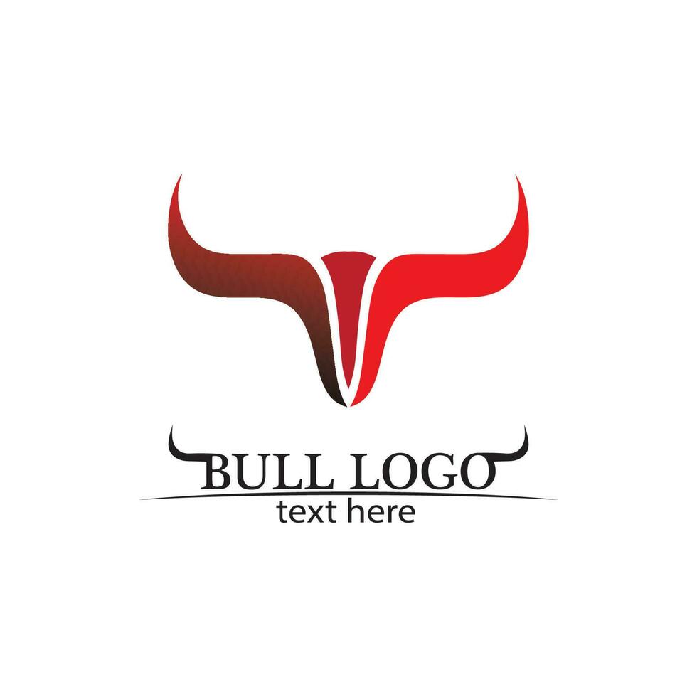 Bull horn and buffalo logo and symbols template icons app vector