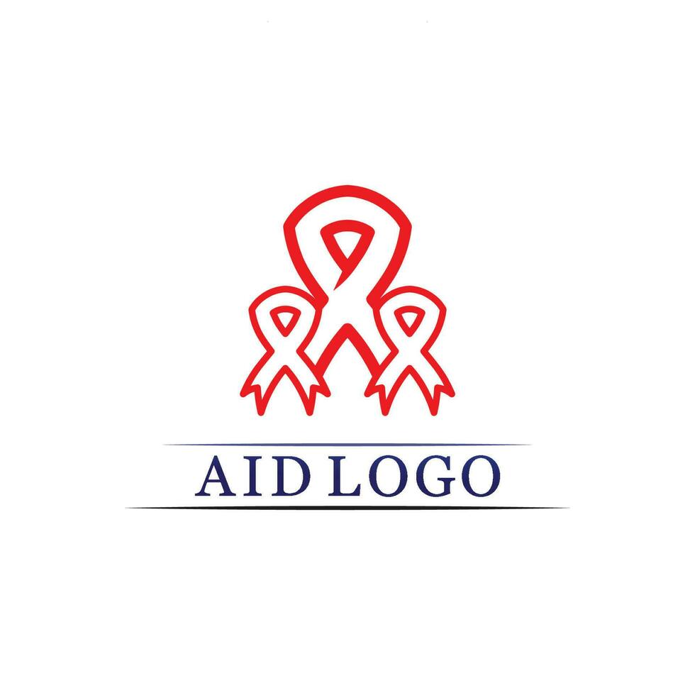 aids ribbon logo and world aids day vector design