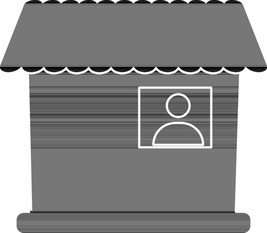 Black and white store in flat style. vector