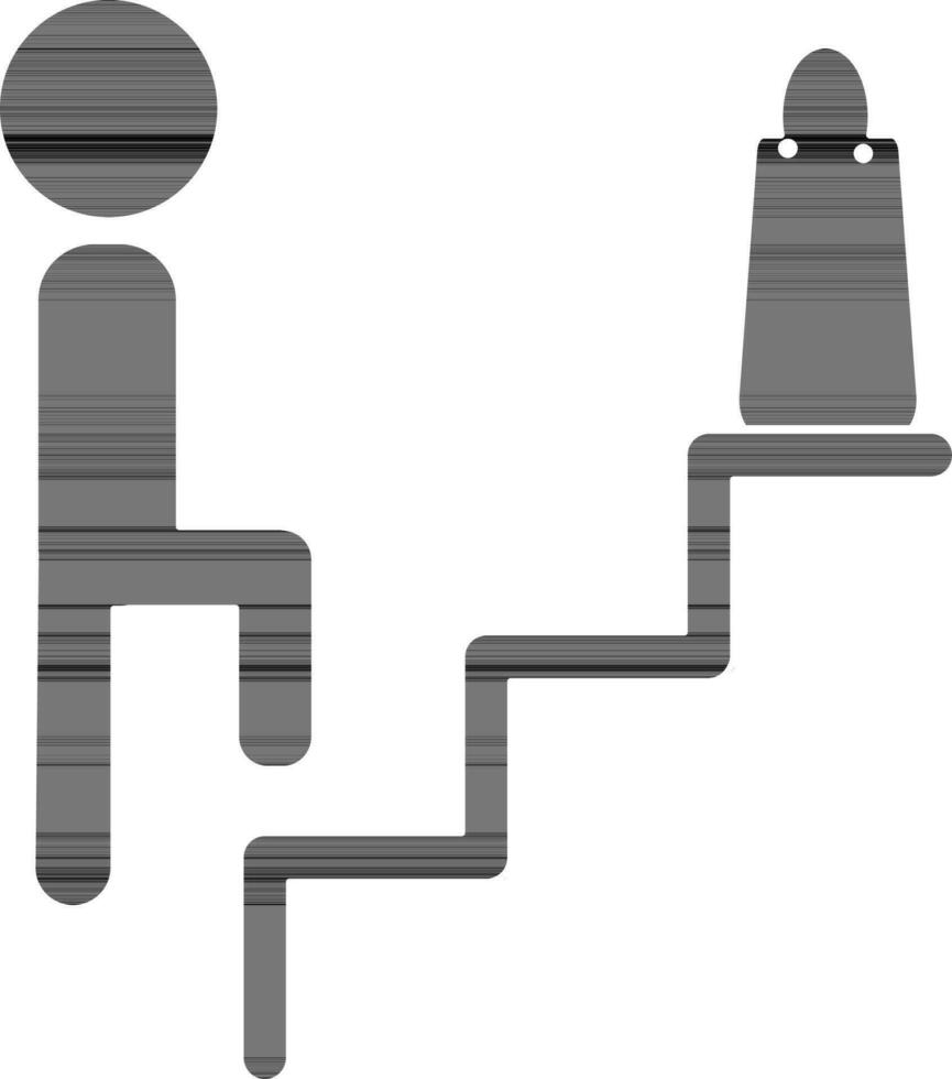 Character of man climbing stair with bag. vector