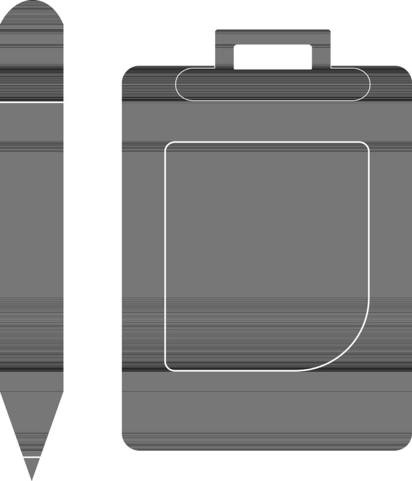 Blank clipboard and pencil in black color. vector