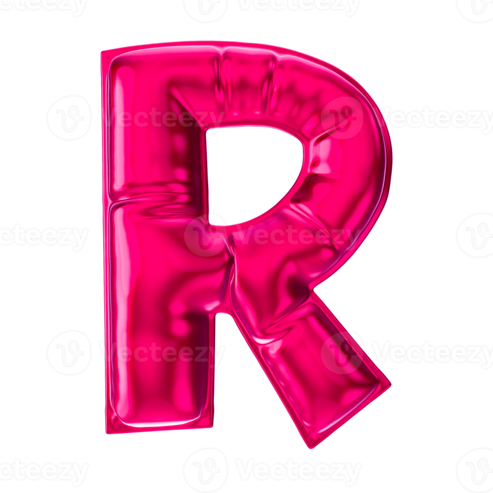 R Red Balloon Font 3D Render png