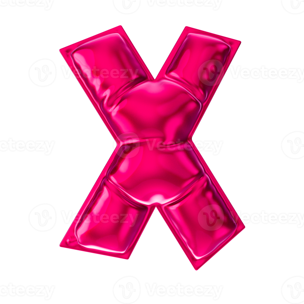 X Red Balloon Font 3D Render png