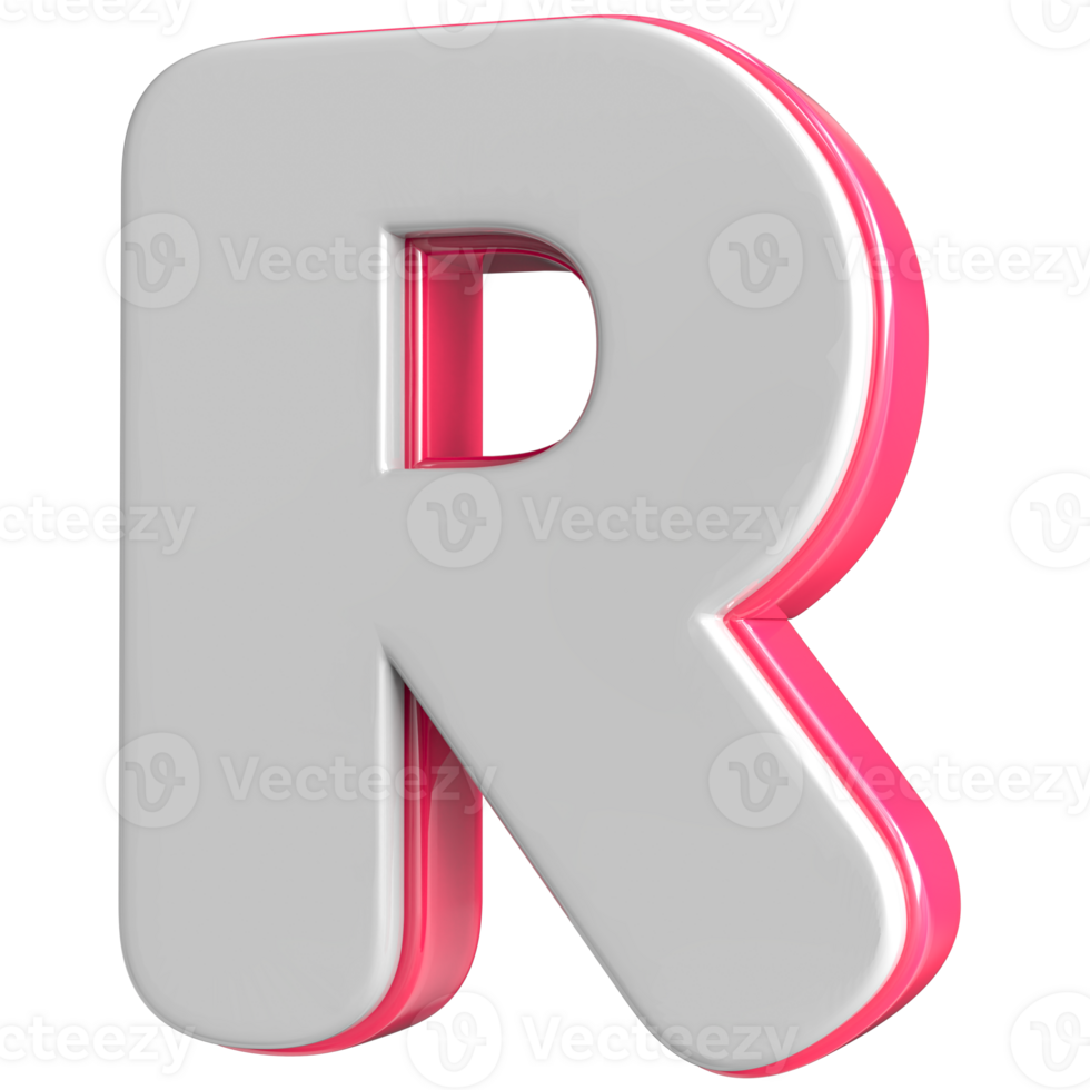 Letter R White With Pink 3D Render png