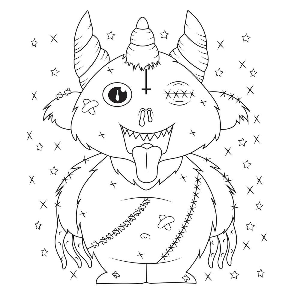 creepy kawaii pastel goth coloring page vector