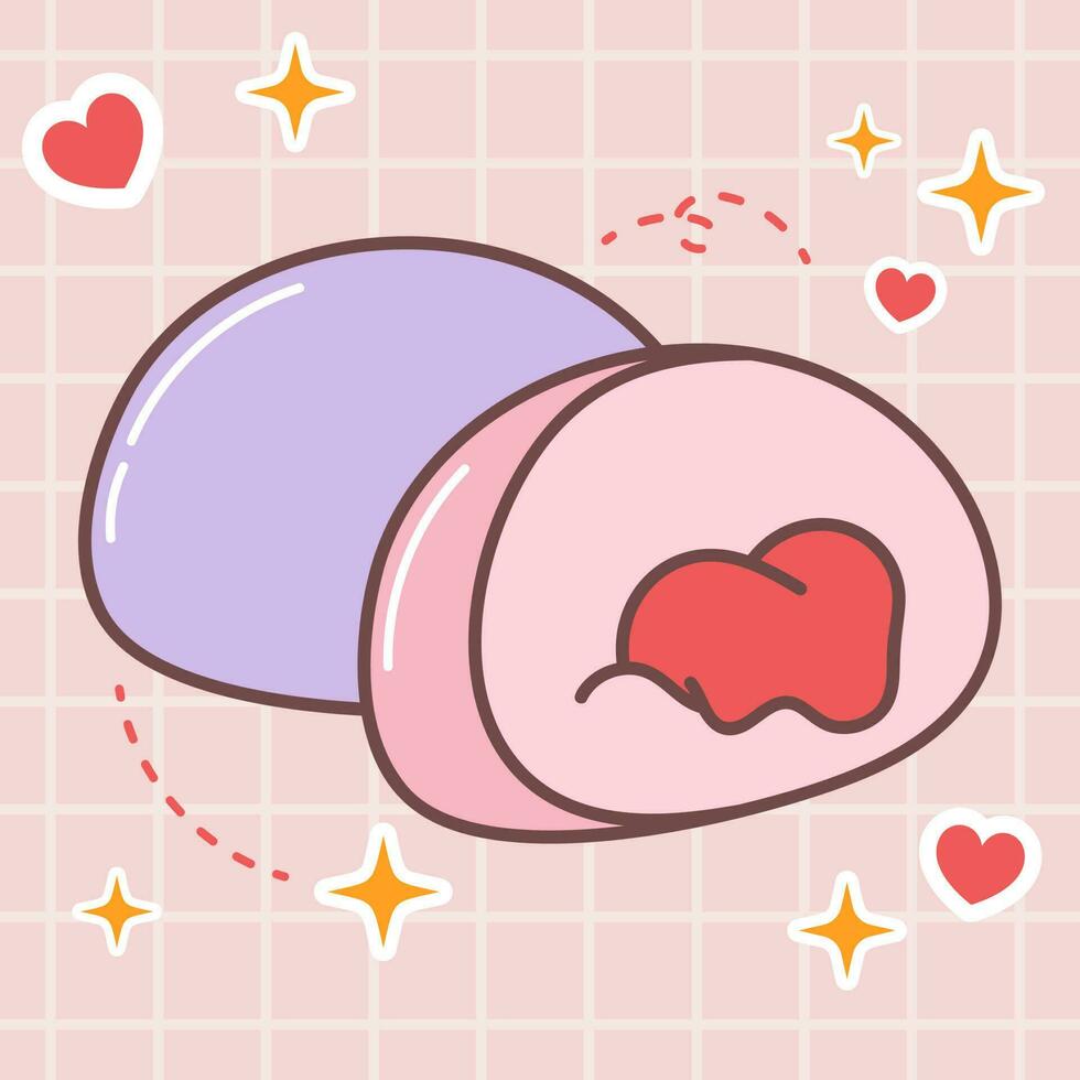 kawaii comida dibujos animados de dulce pao o asiático bollo ilustración. vector icono de linda de japonés garabatear estilo para niño producto, pegatina, camisa, fondo de pantalla, tarjeta