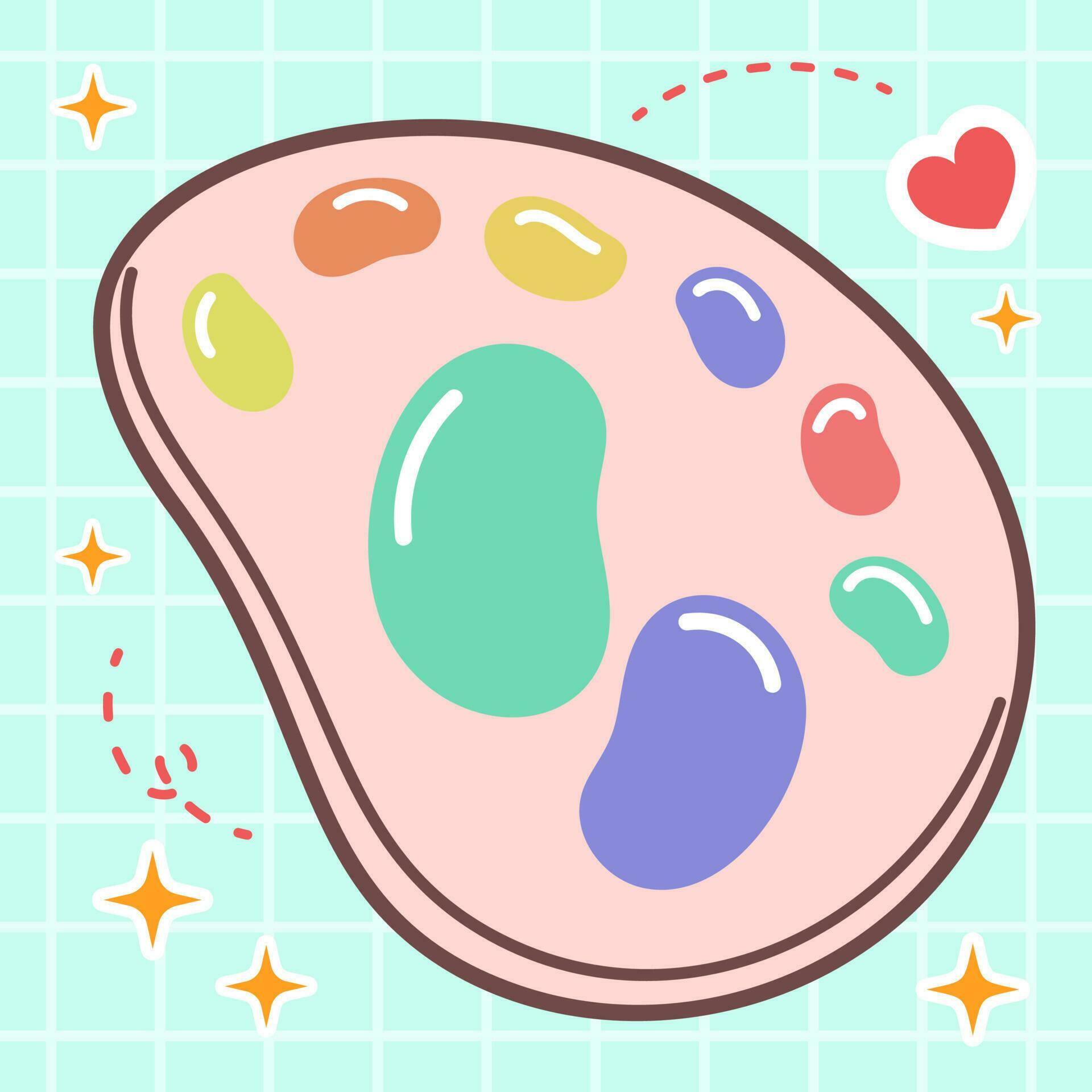 Kawaii vector of artist painting pallete. Isolated hand drawn cute