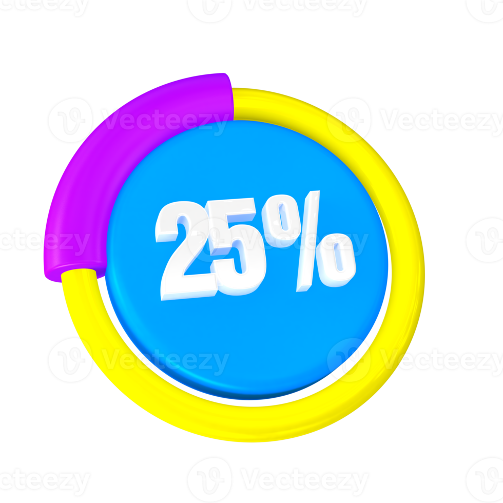 25 percentagem progresso 3d ícone png