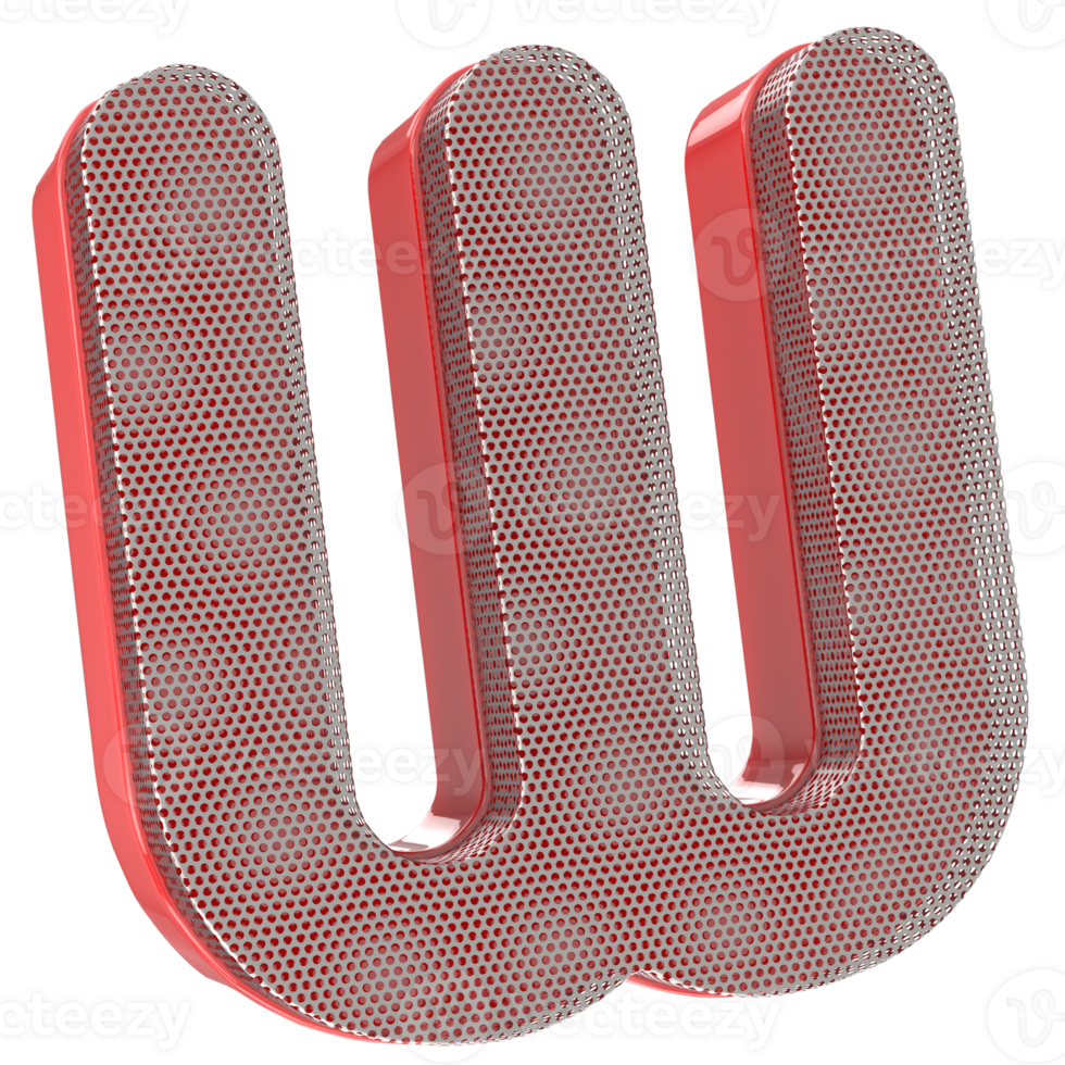 W Font 3D Render png