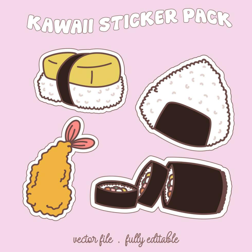 Bright and colorful kawaii food japan style sticker set. Stickers in the magazine-04 vector