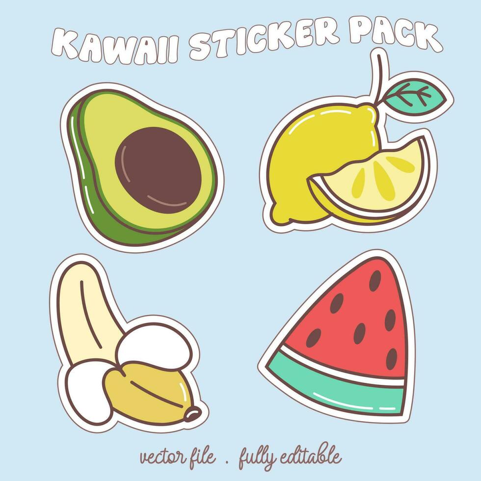 Kawaii sticker set or elements with cute japan anime manga cartoon style vector illustration-05
