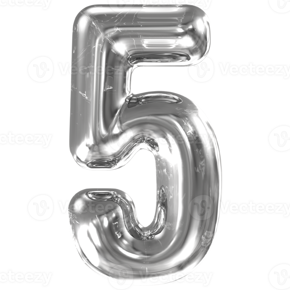 Number 5 Ice 3D Render png