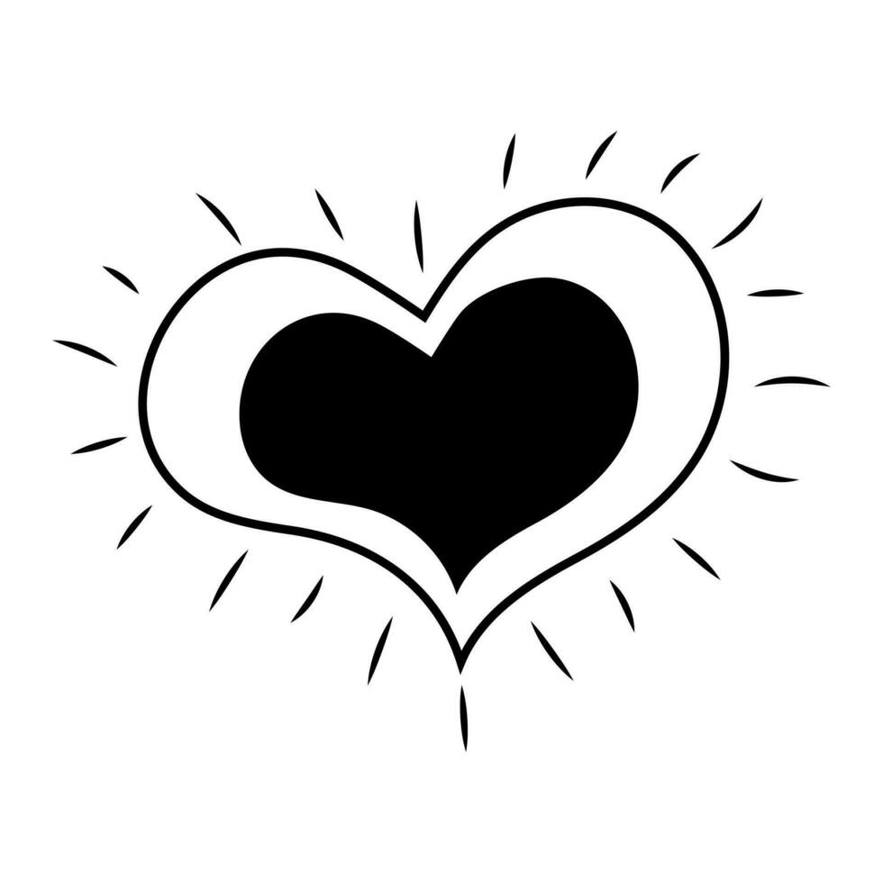 Black doodle heart. Scribble love sign icon. Template for t-shirt, card, invitation vector