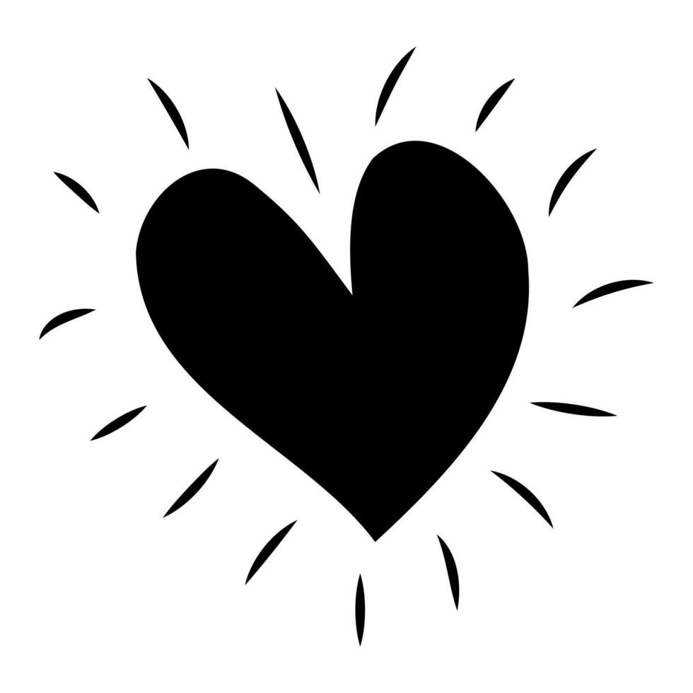 Black doodle heart. Scribble love sign icon. Template for t-shirt, card, invitation vector