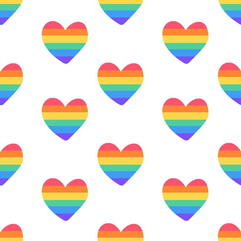 Hearts with rainbow, seamless pattern. LGBT rights symbol. LGBT community concept.Gay Pride Month celebration vector
