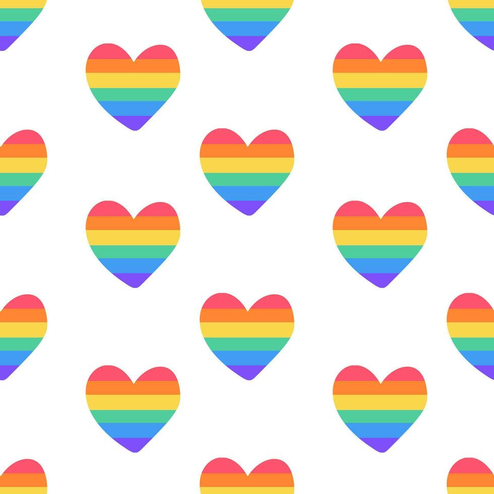 Hearts with rainbow, seamless pattern. LGBT rights symbol. LGBT community concept.Gay Pride Month celebration vector