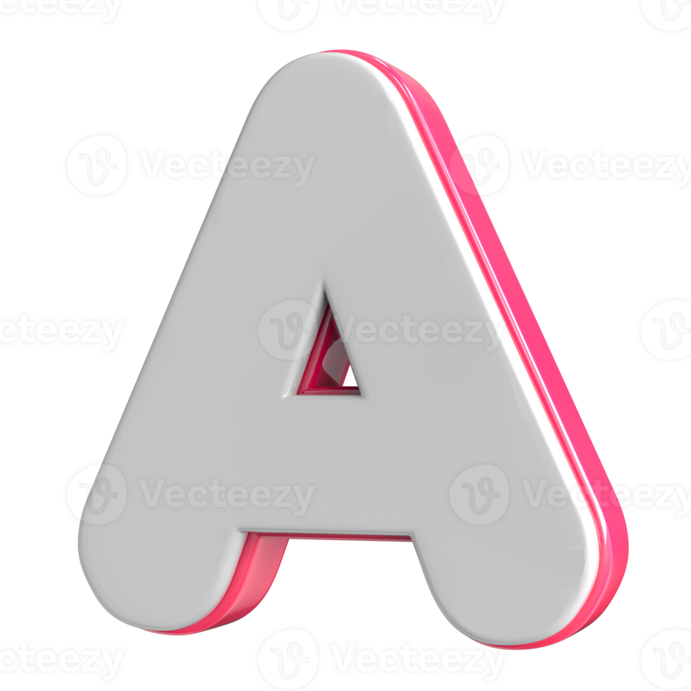 Letter A White With Pink 3D Render png