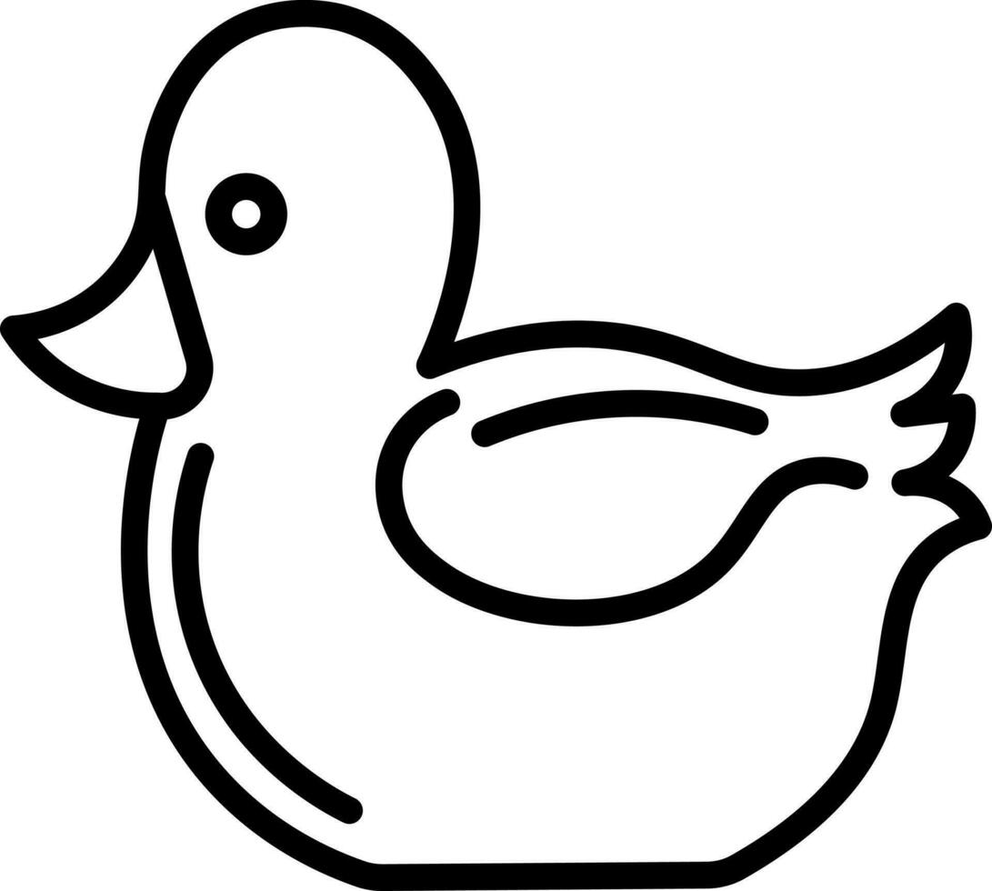 Baby toy Duck icon in line art. vector