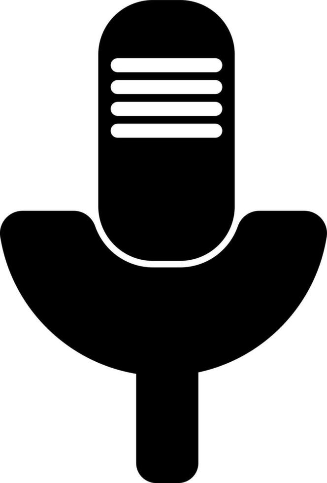 Retro style Black and White icon of Microphone mic. vector