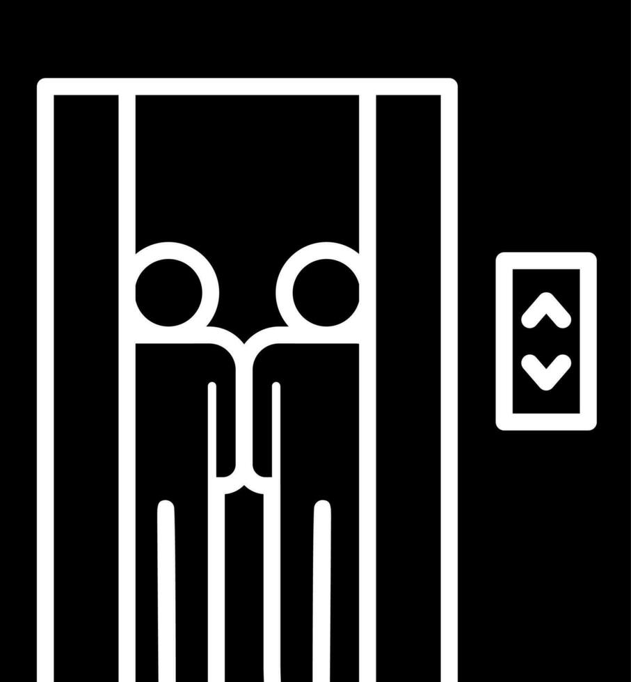 Black and White illustration of elevator lift icon in glyph style. vector
