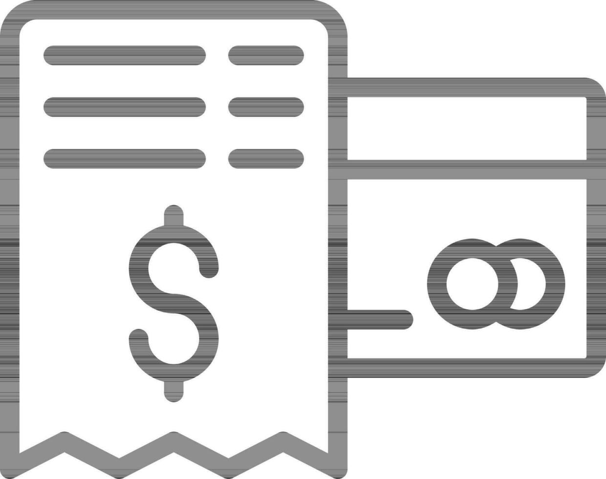 Payment Receipt with Credit Card Icon in Line Art. vector