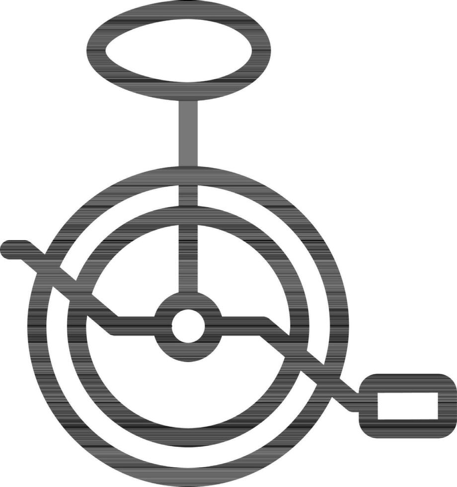 Flat Style Unicycle Icon in Black Line Art. vector