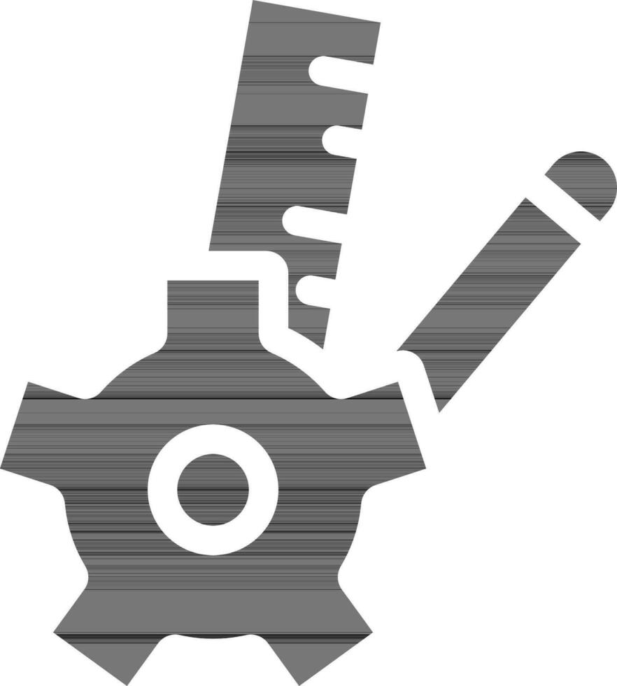 Illustration of Pencil and Gear Wheel Tool Icon in Flat Style. vector