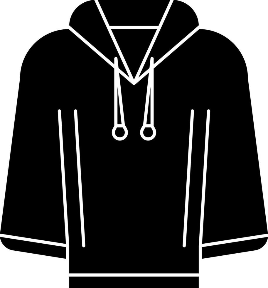 Hoodie Icon Or Symbol In Black And White Color. vector