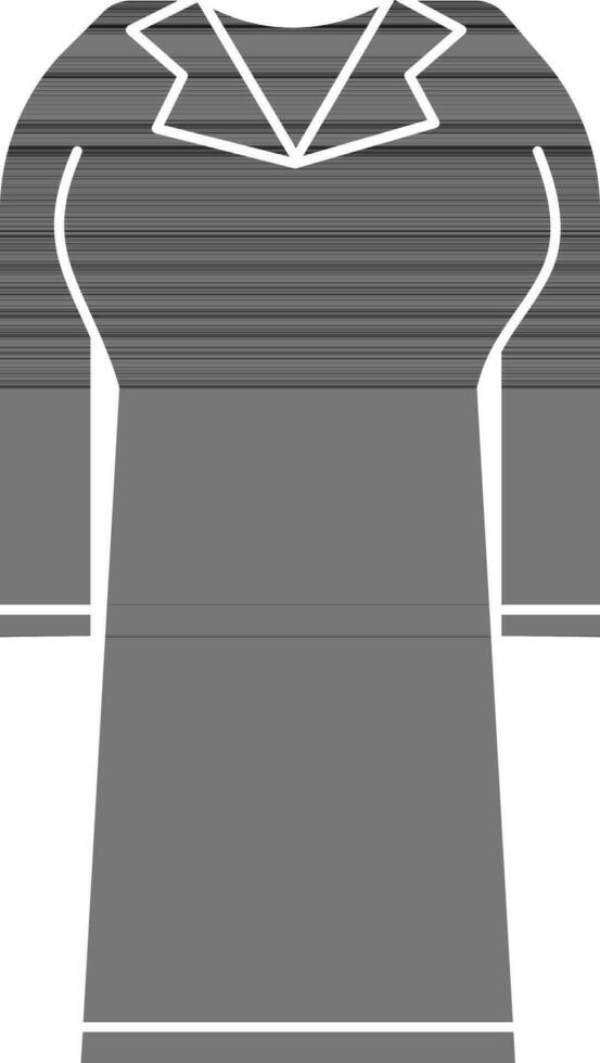 Female Dress Kurti Icon In Black And White Color. vector