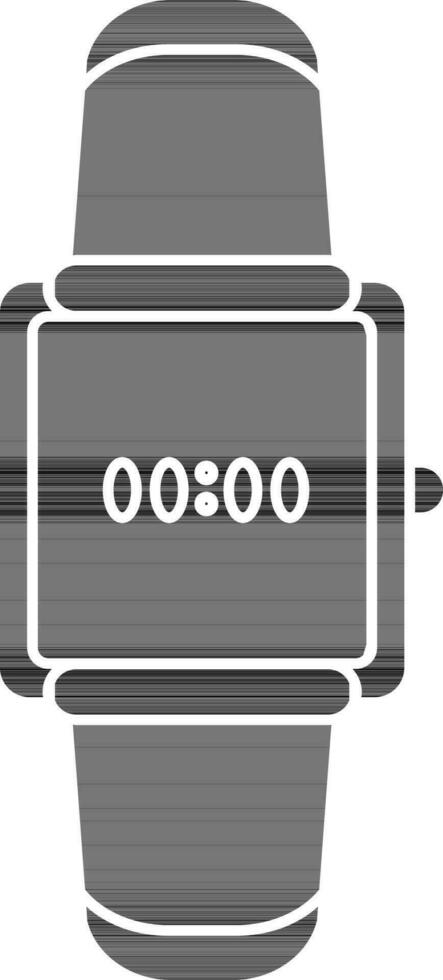 digital reloj icono en negro y blanco color. vector