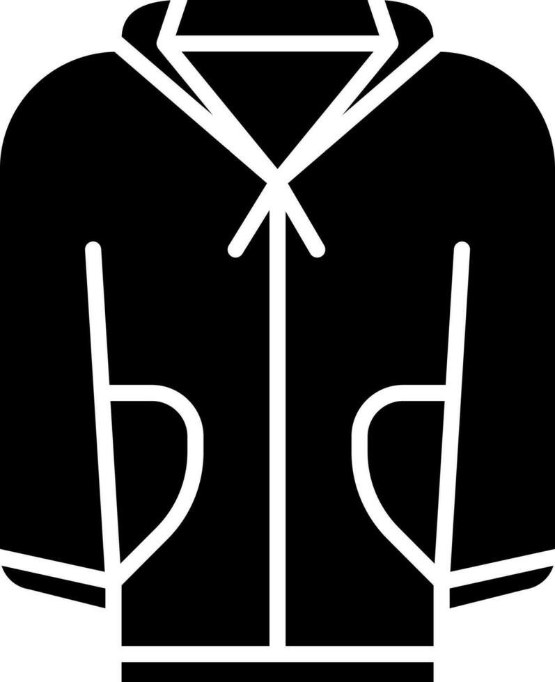 black and white Illustration Of Jacket Icon in Flat Style. vector