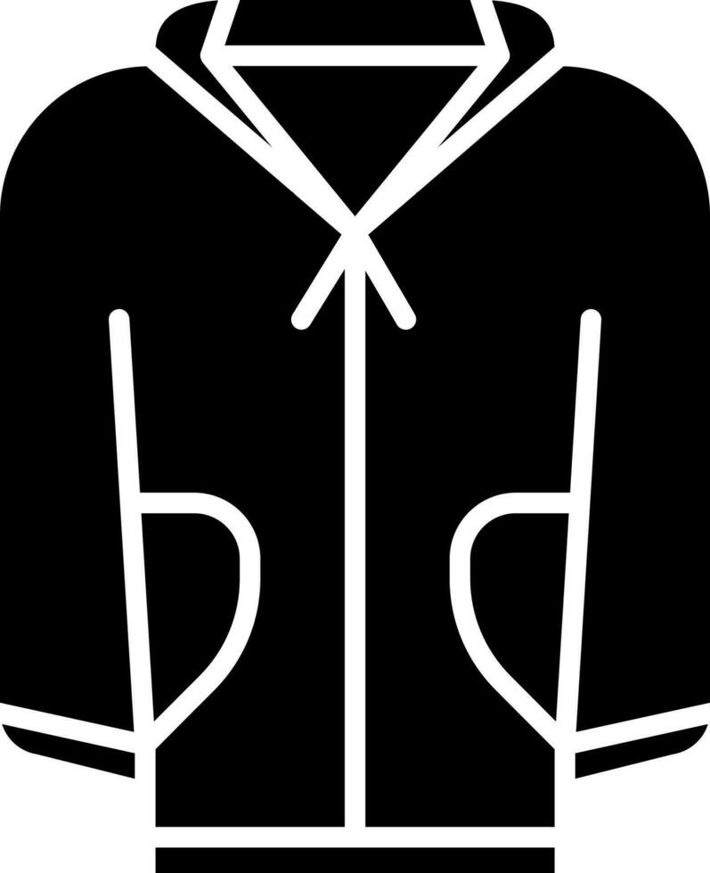 black and white Illustration Of Jacket Icon in Flat Style. vector