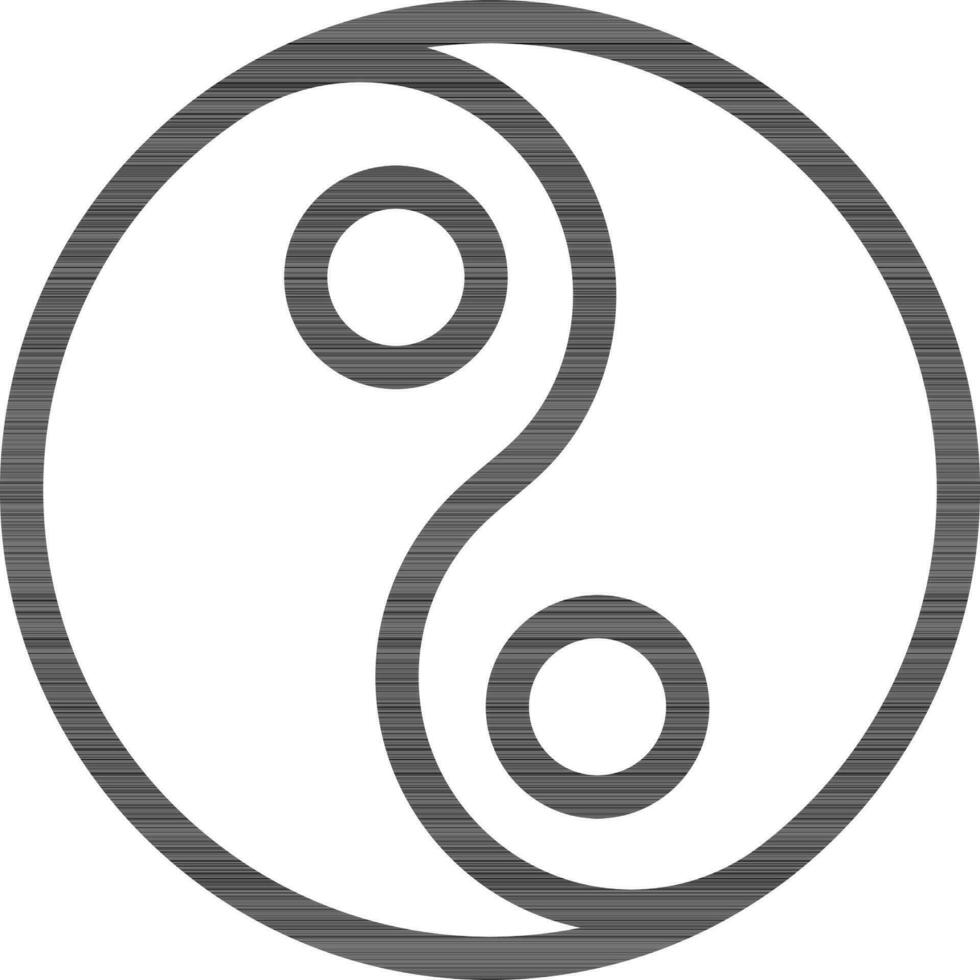 negro contorno yin yang icono en plano estilo. vector