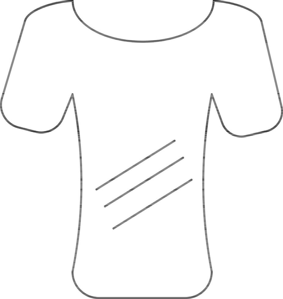 Illustration of TShirt Icon In Black Line Art. vector