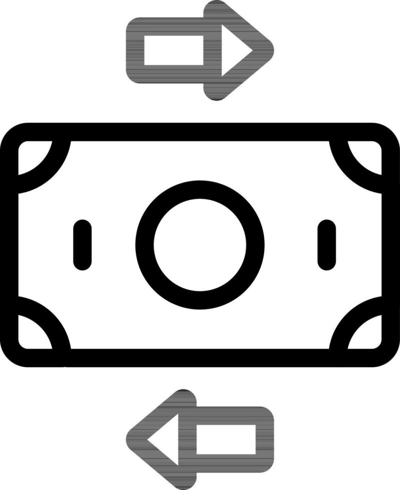 Money Exchange Or Transaction Icon in Black Thin Line Art. vector