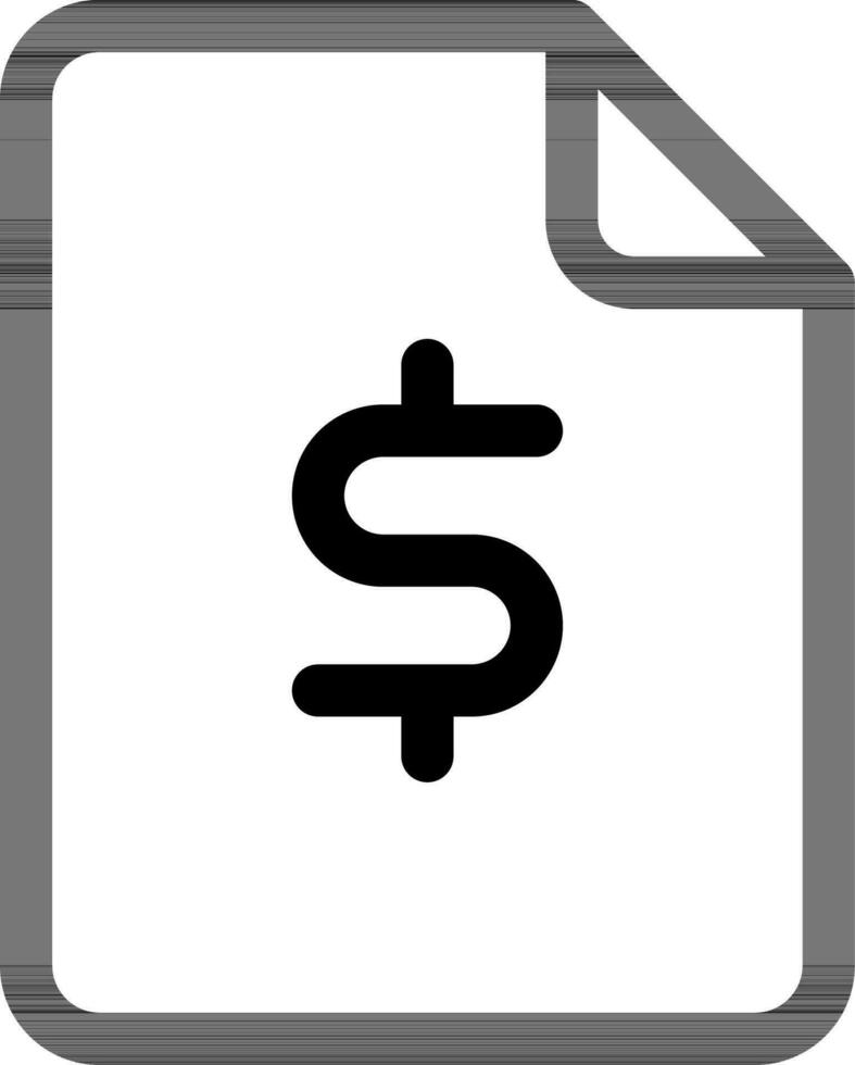 Dollar Paper Icon in Black Line Art. vector