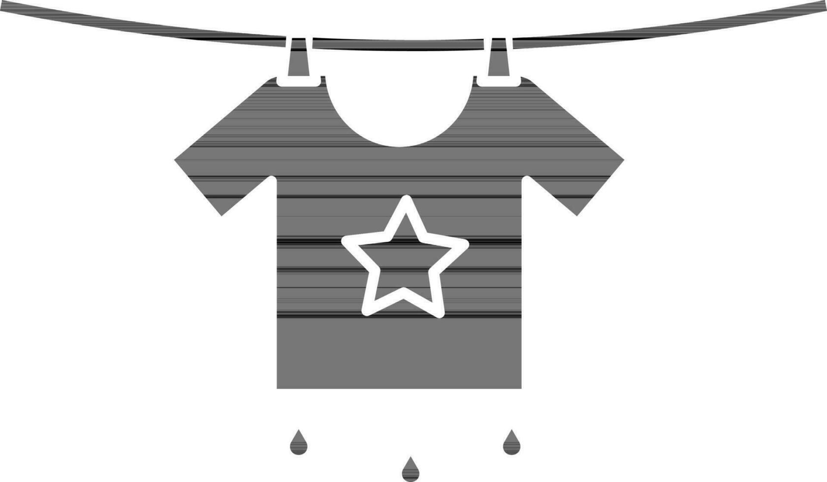 Hanging Wet T-Shirt Icon in Glyph Style. vector