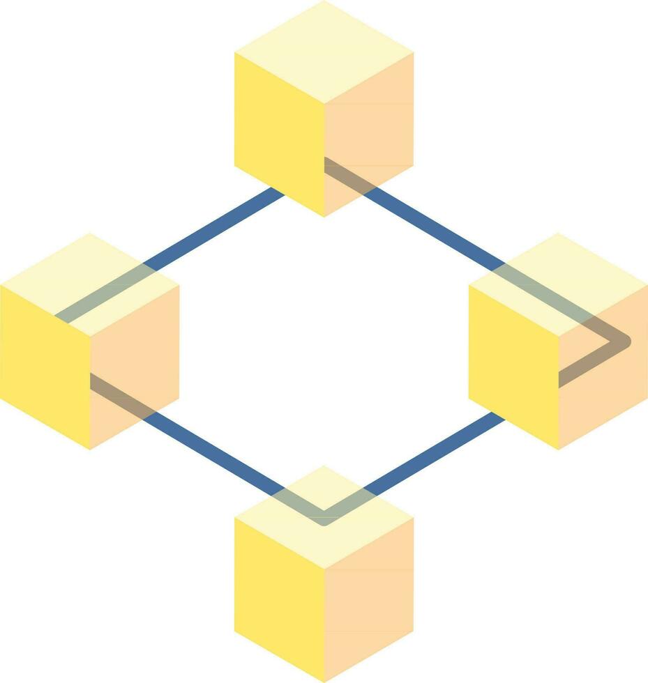 Blockchain Icon Or Symbol In Blue And Yellow Color. 24342322 Vector Art