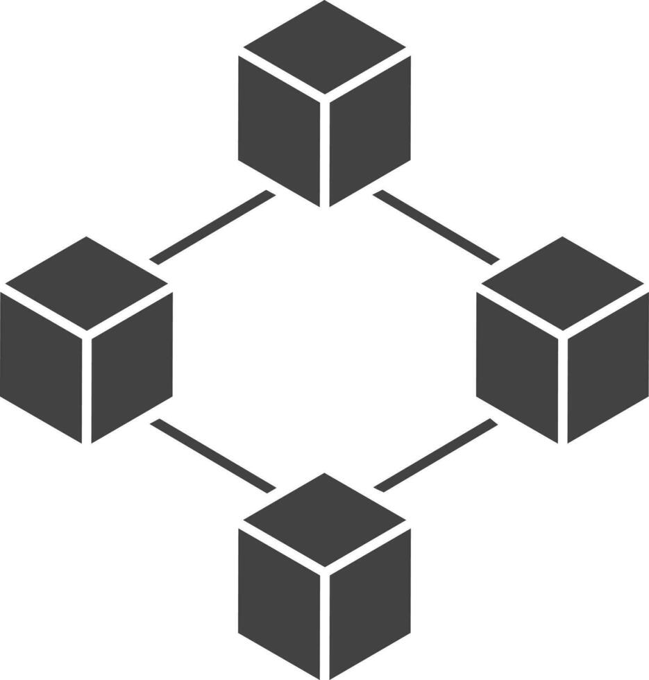 Blockchain Icon Or Symbol In Gray And White Color. vector