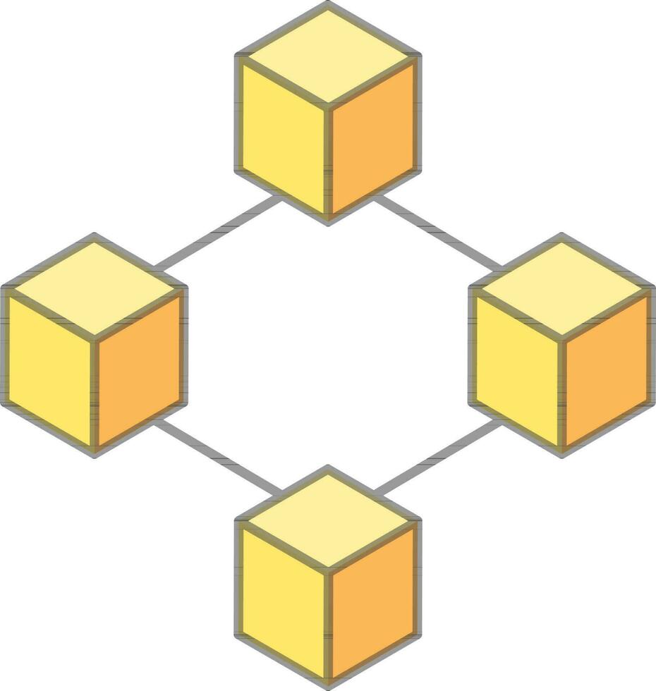Blockchain Icon Or Symbol In Yellow Color. vector
