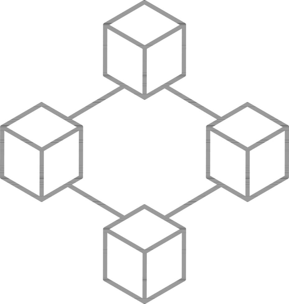 Illustration Of Blockchain Icon Or Symbol In Stroke Style. vector
