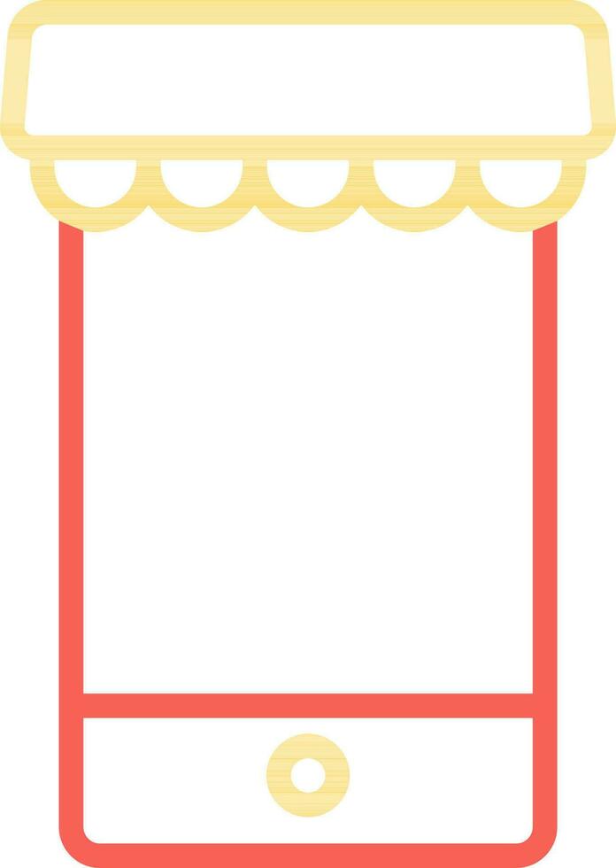 Line Art Illustration of E-Shop in Smartphone Icon. vector